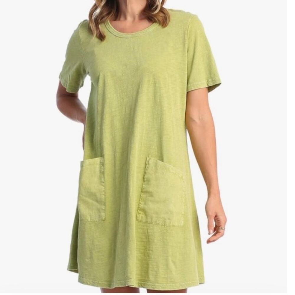 NWT Jess & Jane Mineral Wash Dress Green Pockets XL